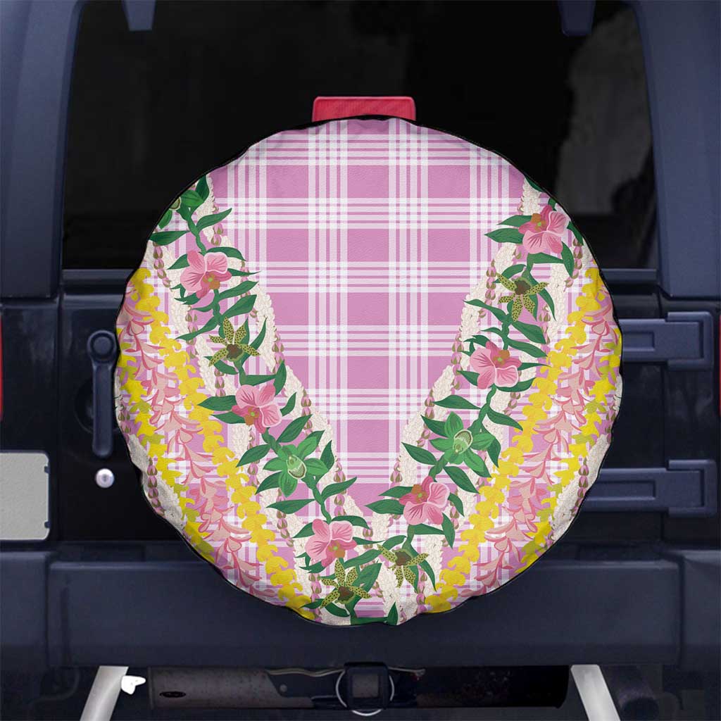 Hawaii Pikake Lokelani Plumeria Lei Spare Tire Cover Pink Palaka Motifs