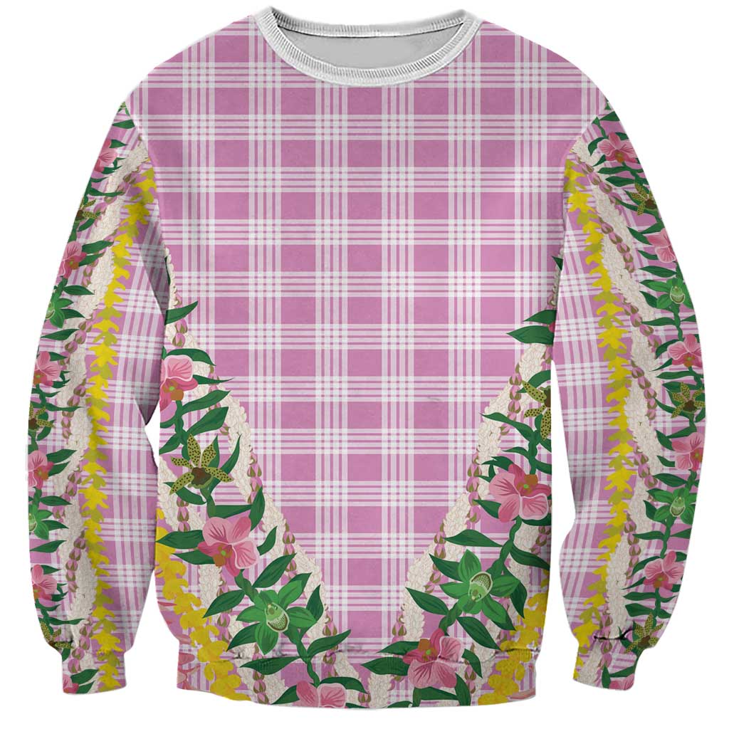 Hawaii Pikake Lokelani Plumeria Lei Sweatshirt Pink Palaka Motifs