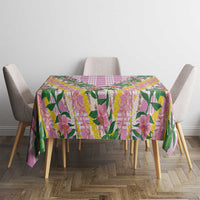 Hawaii Pikake Lokelani Plumeria Lei Tablecloth Pink Palaka Motifs