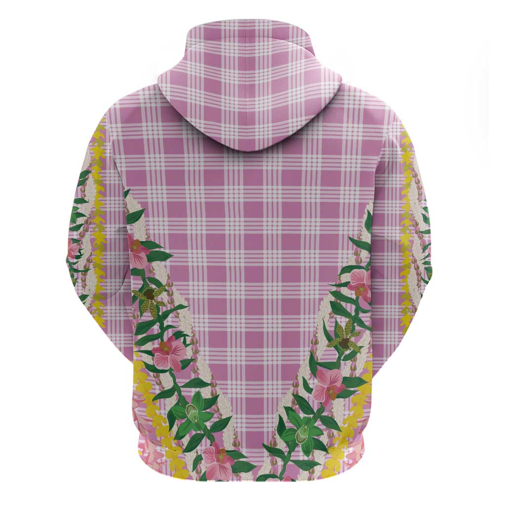 Hawaii Pikake Lokelani Plumeria Lei Zip Hoodie Pink Palaka Motifs