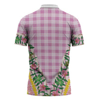 Hawaii Pikake Lokelani Plumeria Lei Zipper Polo Shirt Pink Palaka Motifs