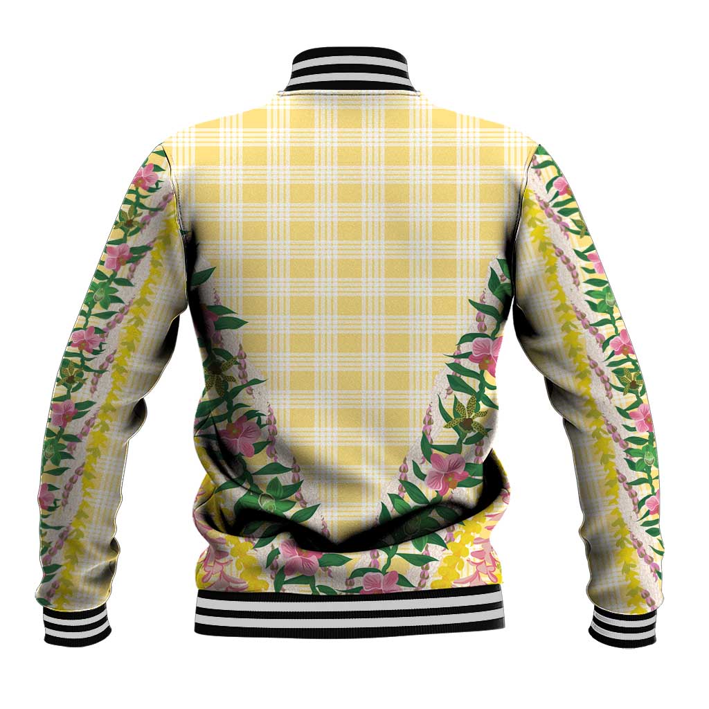 Hawaii Pikake Lokelani Plumeria Lei Baseball Jacket Yellow Palaka Motifs