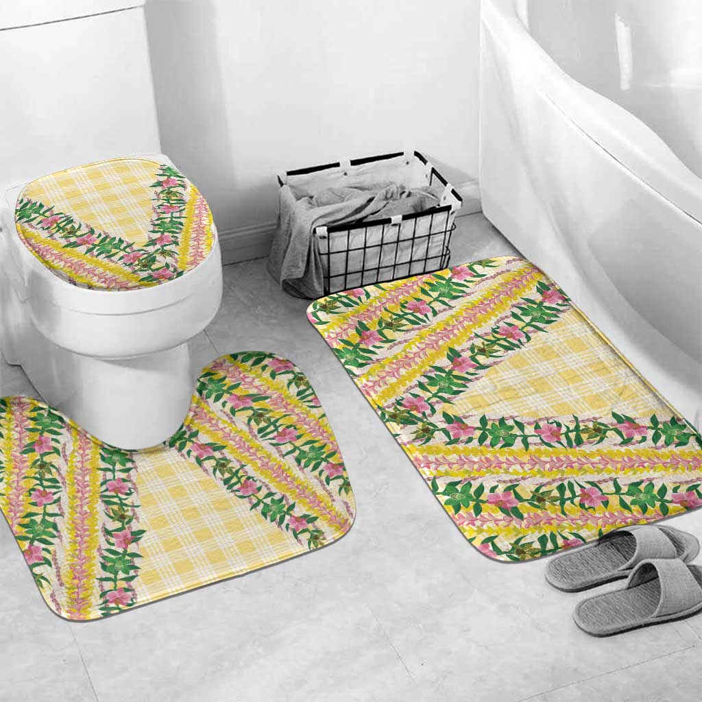 Hawaii Pikake Lokelani Plumeria Lei Bathroom Set Yellow Palaka Motifs
