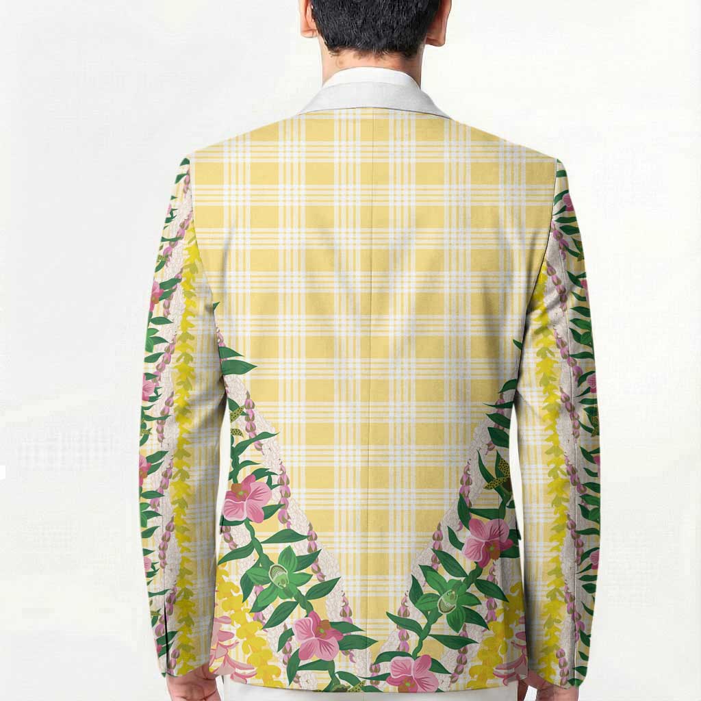 Hawaii Pikake Lokelani Plumeria Lei Blazer Yellow Palaka Motifs