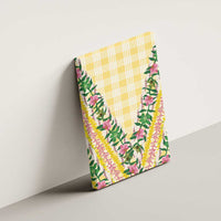 Hawaii Pikake Lokelani Plumeria Lei Canvas Wall Art Yellow Palaka Motifs
