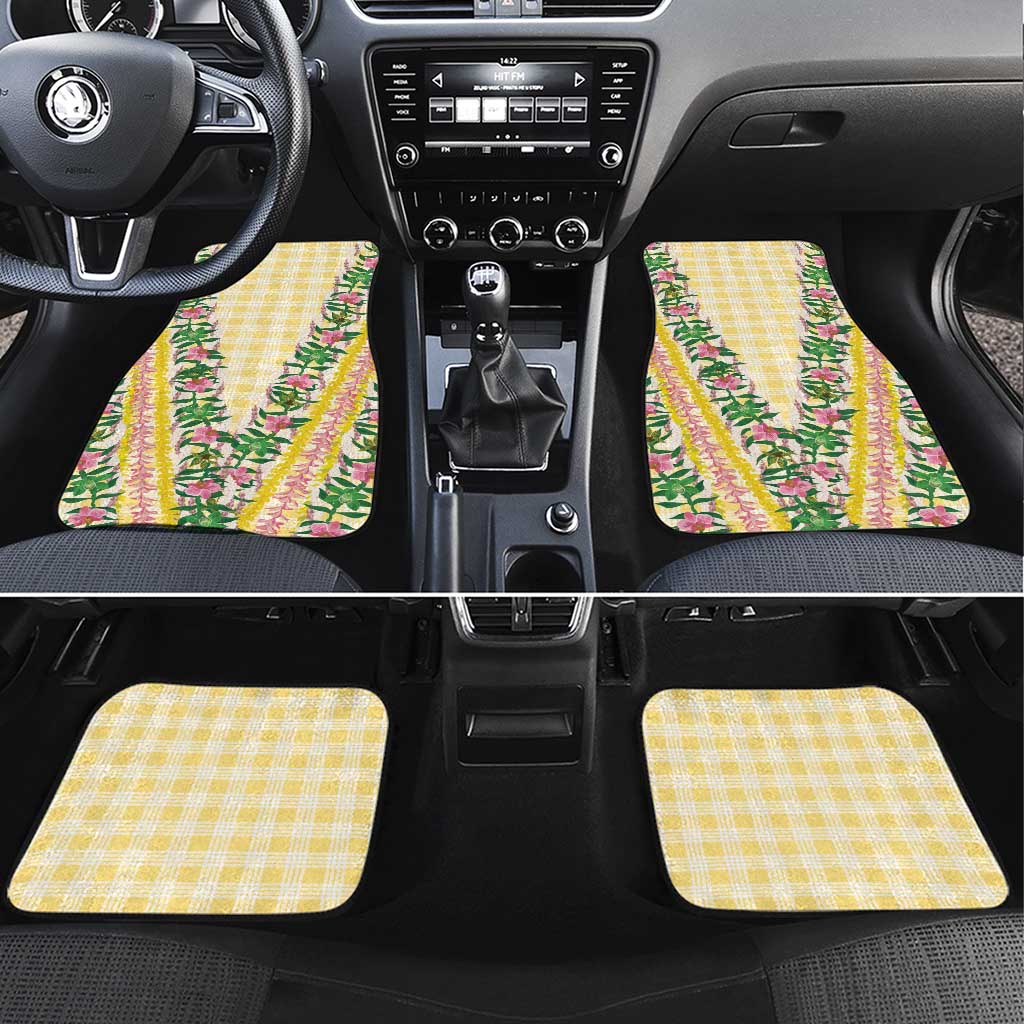 Hawaii Pikake Lokelani Plumeria Lei Car Mats Yellow Palaka Motifs