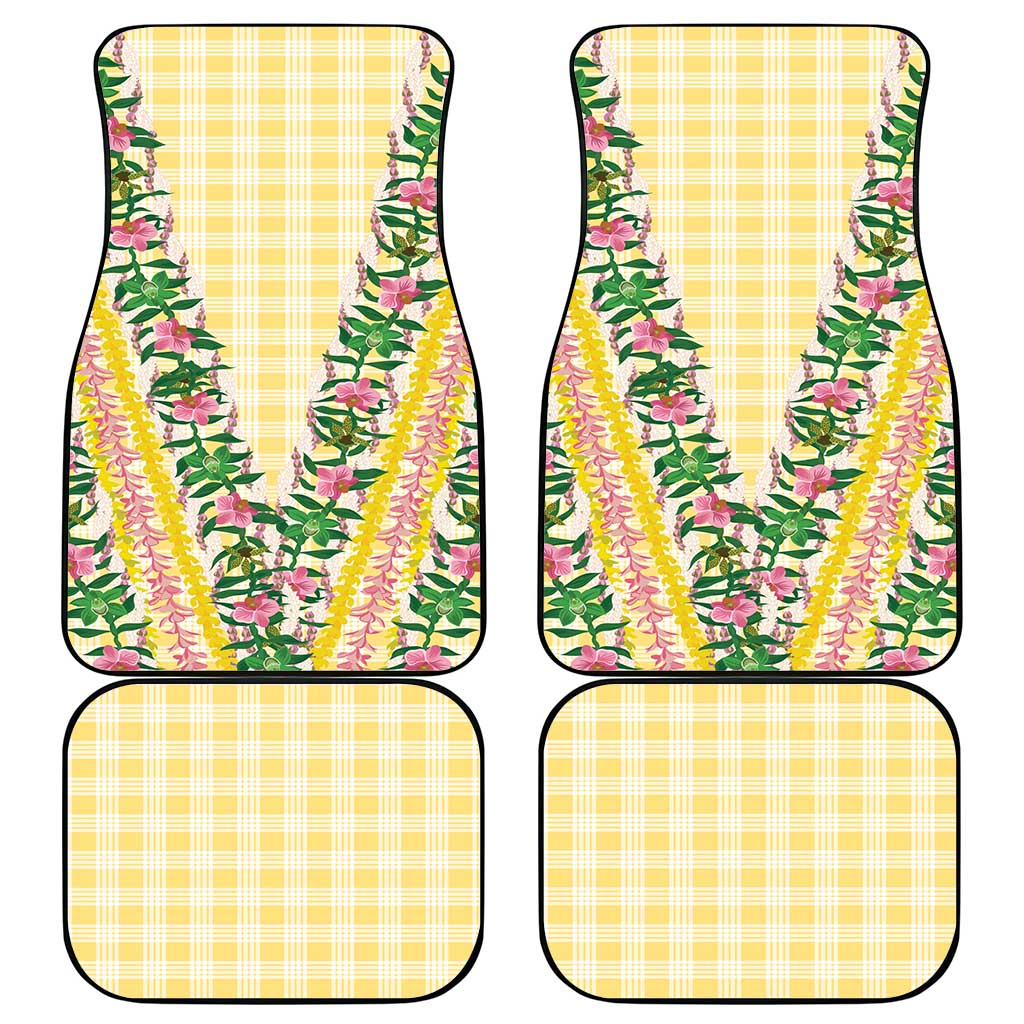 Hawaii Pikake Lokelani Plumeria Lei Car Mats Yellow Palaka Motifs