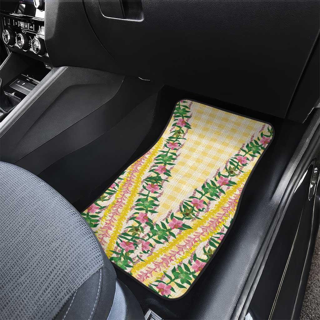 Hawaii Pikake Lokelani Plumeria Lei Car Mats Yellow Palaka Motifs