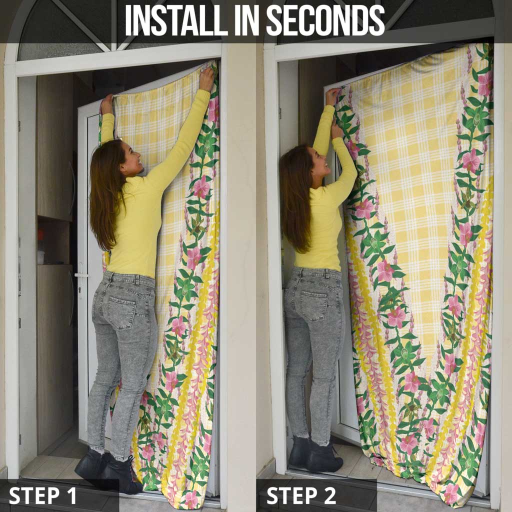 Hawaii Pikake Lokelani Plumeria Lei Door Cover Yellow Palaka Motifs