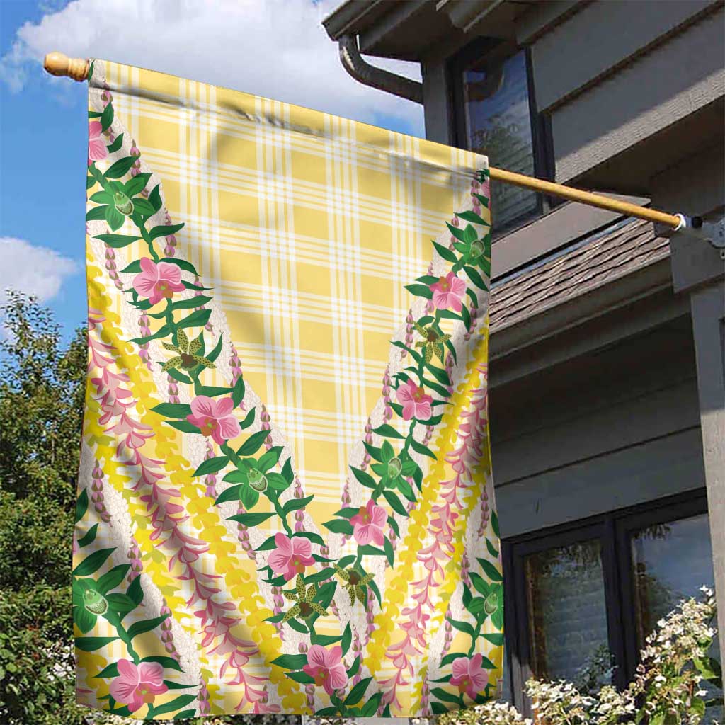 Hawaii Pikake Lokelani Plumeria Lei Garden Flag Yellow Palaka Motifs