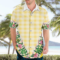 Hawaii Pikake Lokelani Plumeria Lei Hawaiian Shirt Yellow Palaka Motifs