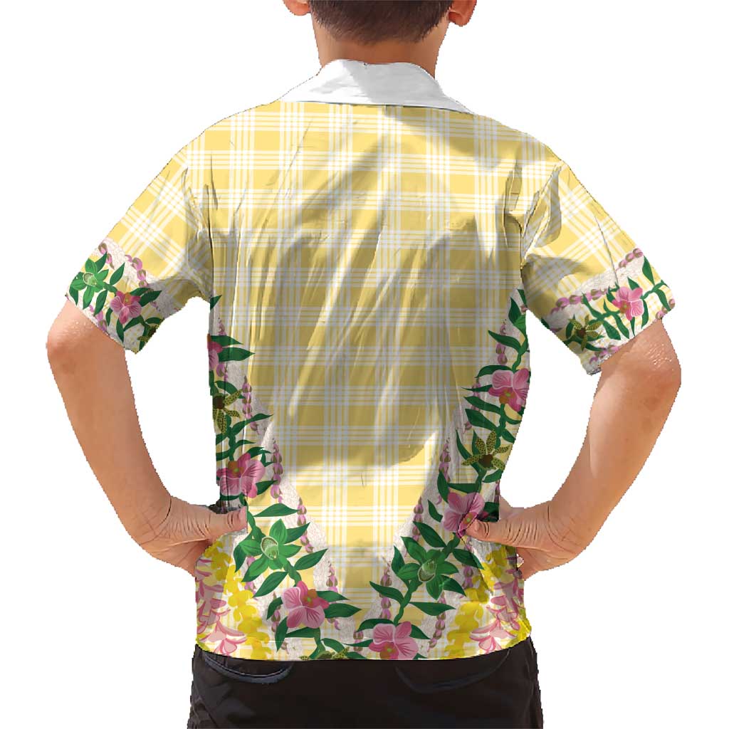 Hawaii Pikake Lokelani Plumeria Lei Hawaiian Shirt Yellow Palaka Motifs