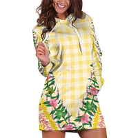 Hawaii Pikake Lokelani Plumeria Lei Hoodie Dress Yellow Palaka Motifs LT05 Yellow - Polynesian Pride
