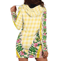 Hawaii Pikake Lokelani Plumeria Lei Hoodie Dress Yellow Palaka Motifs LT05 - Polynesian Pride
