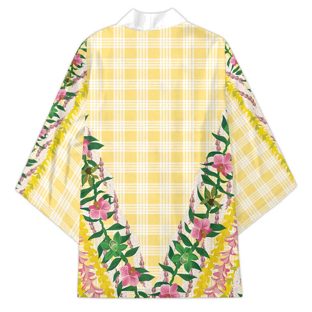 Hawaii Pikake Lokelani Plumeria Lei Kimono Yellow Palaka Motifs