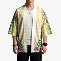 Hawaii Pikake Lokelani Plumeria Lei Kimono Yellow Palaka Motifs
