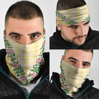 Hawaii Pikake Lokelani Plumeria Lei Neck Gaiter Yellow Palaka Motifs