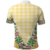 Hawaii Pikake Lokelani Plumeria Lei Polo Shirt Yellow Palaka Motifs