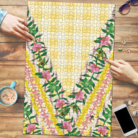Hawaii Pikake Lokelani Plumeria Lei Puzzle Yellow Palaka Motifs
