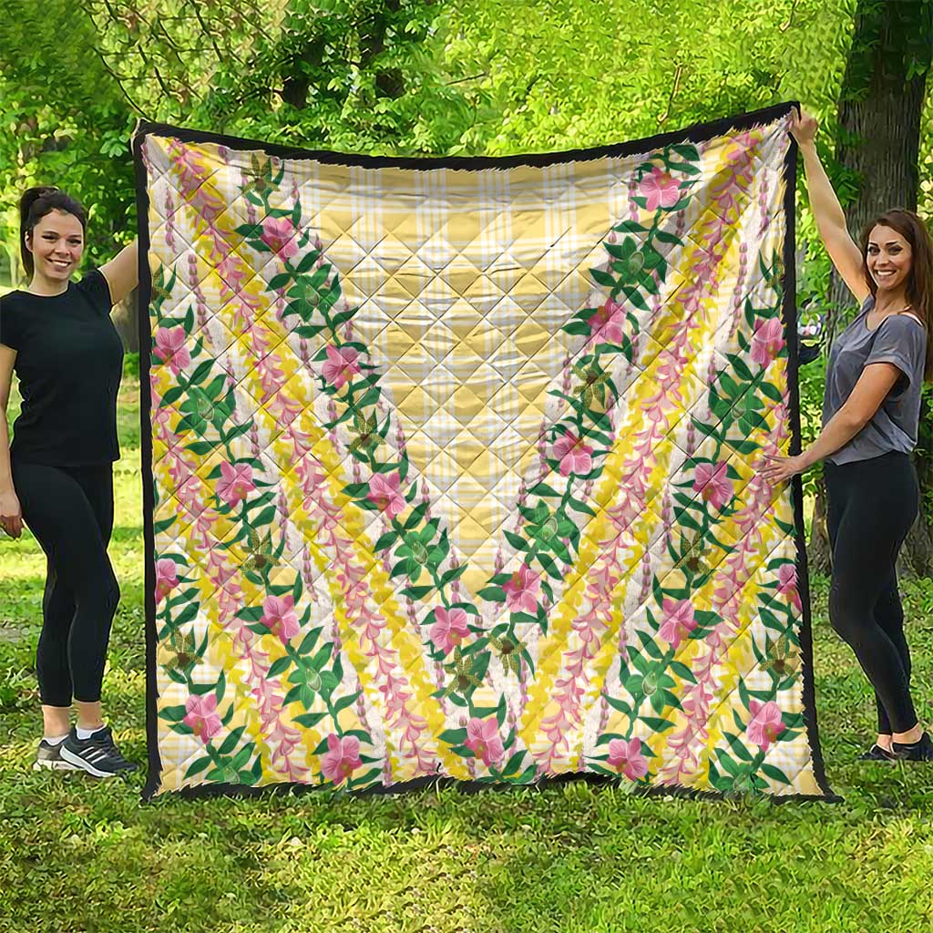 Hawaii Pikake Lokelani Plumeria Lei Quilt Yellow Palaka Motifs