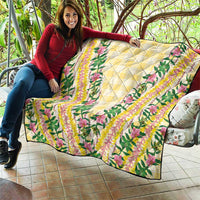 Hawaii Pikake Lokelani Plumeria Lei Quilt Yellow Palaka Motifs