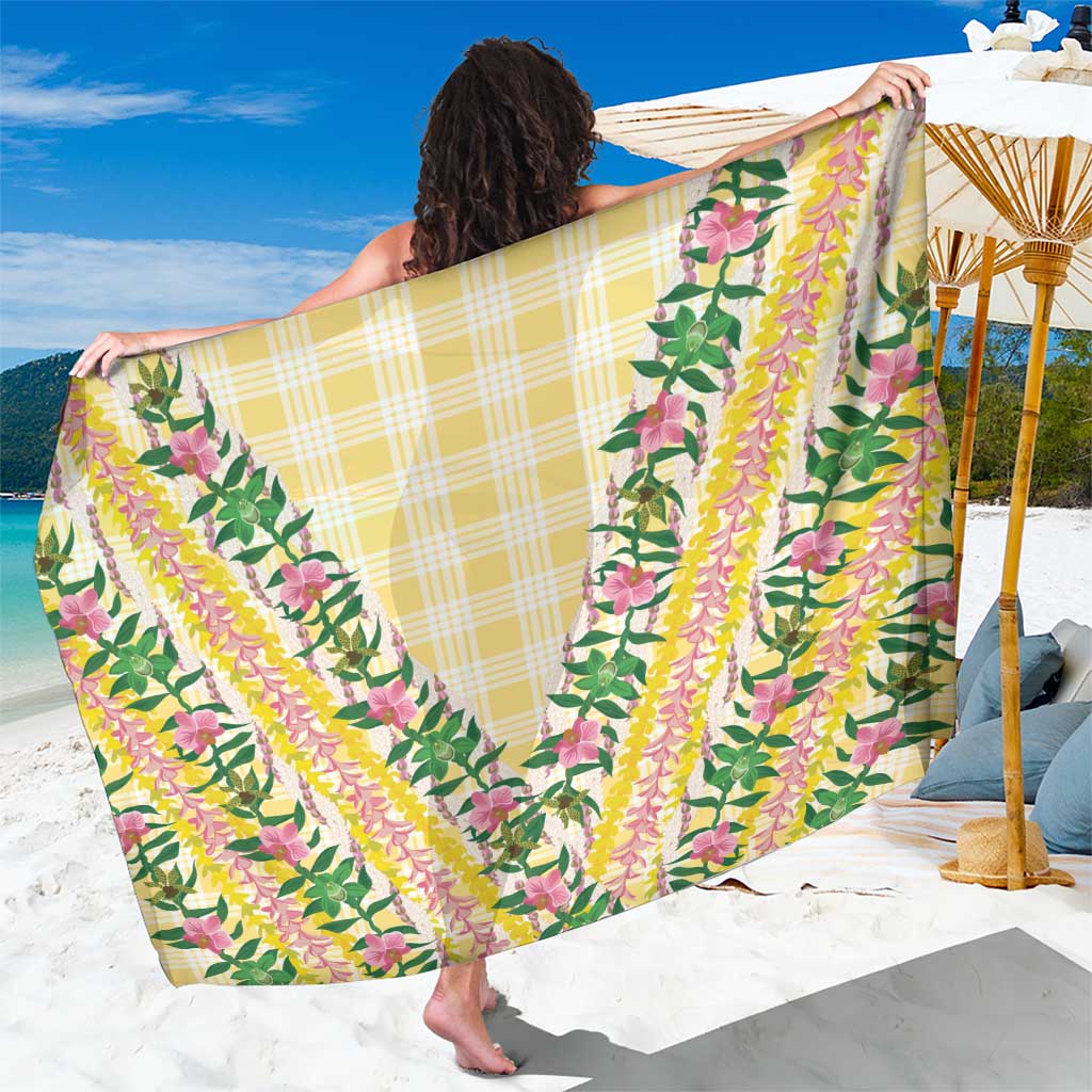 Hawaii Pikake Lokelani Plumeria Lei Sarong Yellow Palaka Motifs