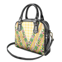Hawaii Pikake Lokelani Plumeria Lei Shoulder Handbag Yellow Palaka Motifs