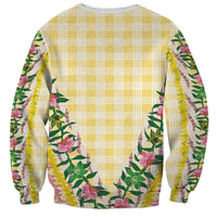 Hawaii Pikake Lokelani Plumeria Lei Sweatshirt Yellow Palaka Motifs