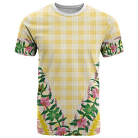 Hawaii Pikake Lokelani Plumeria Lei T Shirt Yellow Palaka Motifs