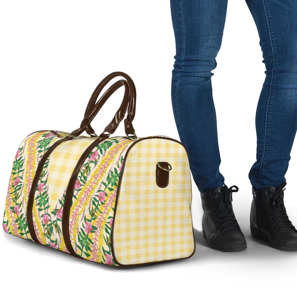 Hawaii Pikake Lokelani Plumeria Lei Travel Bag Yellow Palaka Motifs