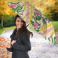 Hawaii Pikake Lokelani Plumeria Lei Umbrella Yellow Palaka Motifs