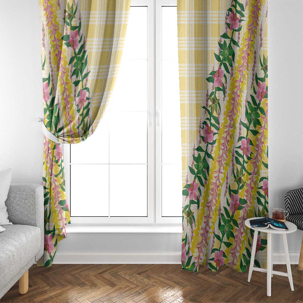Hawaii Pikake Lokelani Plumeria Lei Window Curtain Yellow Palaka Motifs