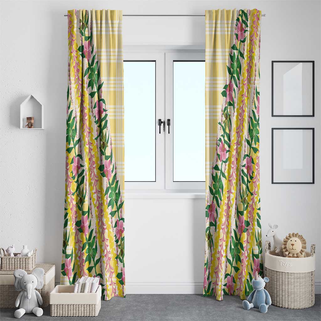 Hawaii Pikake Lokelani Plumeria Lei Window Curtain Yellow Palaka Motifs