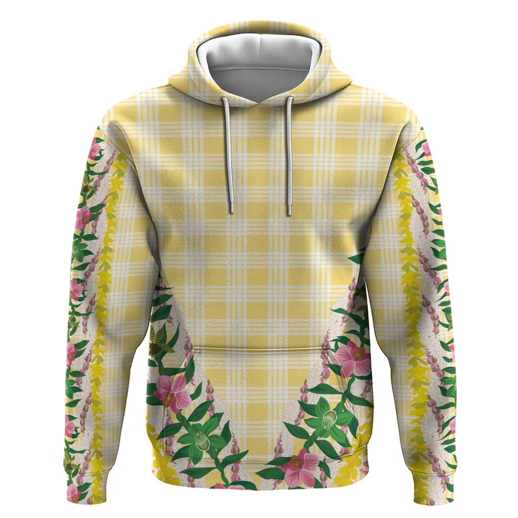 Hawaii Pikake Lokelani Plumeria Lei Zip Hoodie Yellow Palaka Motifs