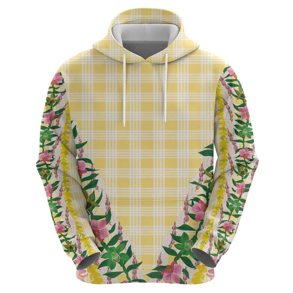 Hawaii Pikake Lokelani Plumeria Lei Zip Hoodie Yellow Palaka Motifs