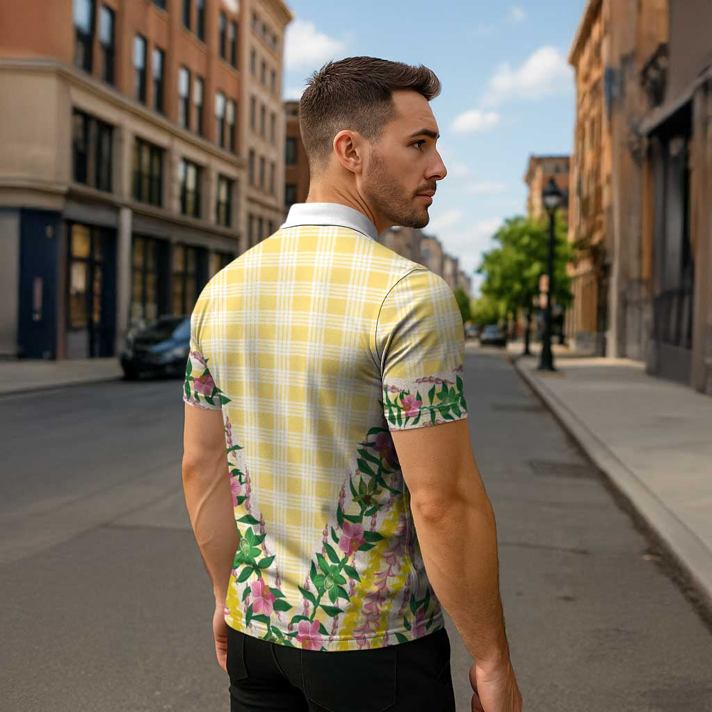 Hawaii Pikake Lokelani Plumeria Lei Zipper Polo Shirt Yellow Palaka Motifs LT05 - Polynesian Pride