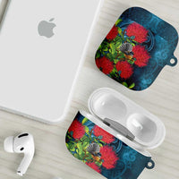New Zealand Matariki Piwakawaka AirPods Case Maori Koru With Pohutukawa Flowers LT05 - Polynesian Pride