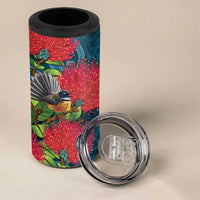 New Zealand Matariki Piwakawaka 4 in 1 Can Cooler Tumbler Maori Koru With Pohutukawa Flowers LT05 - Polynesian Pride