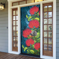 New Zealand Matariki Piwakawaka Door Cover Maori Koru With Pohutukawa Flowers LT05 - Polynesian Pride
