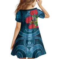 New Zealand Matariki Piwakawaka Family Matching Summer Maxi Dress and Hawaiian Shirt Maori Koru With Pohutukawa Flowers LT05 - Polynesian Pride