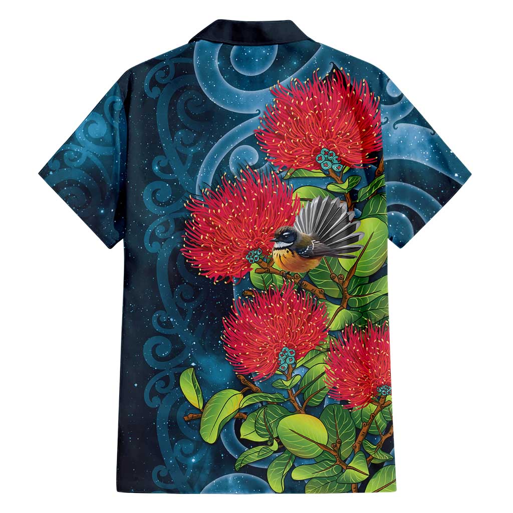 New Zealand Matariki Piwakawaka Family Matching Summer Maxi Dress and Hawaiian Shirt Maori Koru With Pohutukawa Flowers LT05 - Polynesian Pride