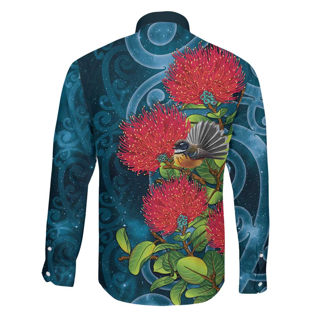 New Zealand Matariki Piwakawaka Family Matching Summer Maxi Dress and Hawaiian Shirt Maori Koru With Pohutukawa Flowers LT05 - Polynesian Pride