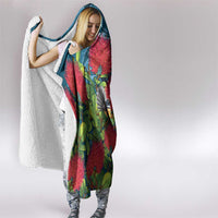 New Zealand Matariki Piwakawaka Hooded Blanket Maori Koru With Pohutukawa Flowers LT05 - Polynesian Pride