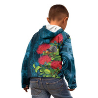 New Zealand Matariki Piwakawaka Kid Hoodie Maori Koru With Pohutukawa Flowers LT05 - Polynesian Pride