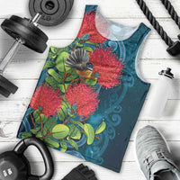 New Zealand Matariki Piwakawaka Men Tank Top Maori Koru With Pohutukawa Flowers LT05 - Polynesian Pride
