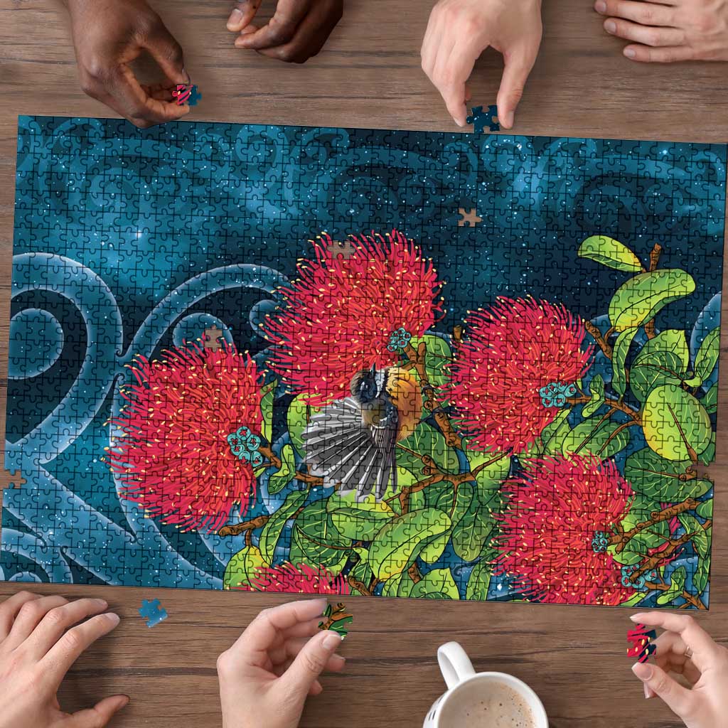 New Zealand Matariki Piwakawaka Puzzle Maori Koru With Pohutukawa Flowers