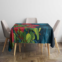 New Zealand Matariki Piwakawaka Tablecloth Maori Koru With Pohutukawa Flowers