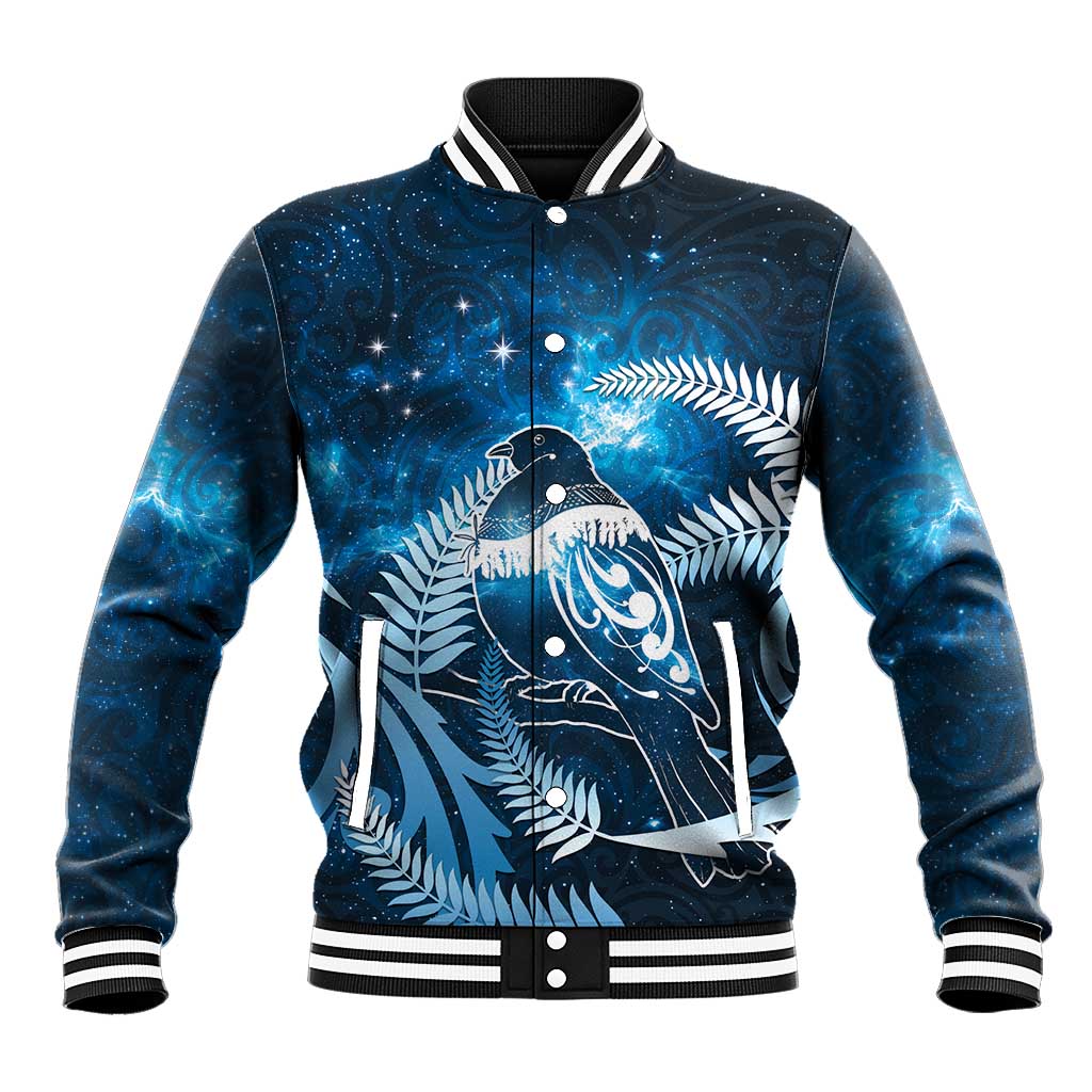New Zealand Matariki Baseball Jacket Pigeon Kereru Maori Fern Art