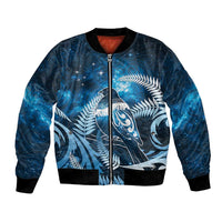 New Zealand Matariki Bomber Jacket Pigeon Kereru Maori Fern Art