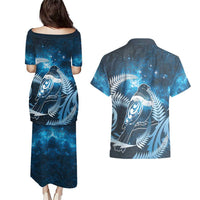 New Zealand Matariki Couples Matching Puletasi and Hawaiian Shirt Pigeon Kereru Maori Fern Art LT05 - Polynesian Pride